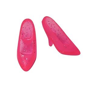 Vintage 1990's Mattel Barbie Glitter Pink Closed Toe High Heel‎ Shoes Pumps